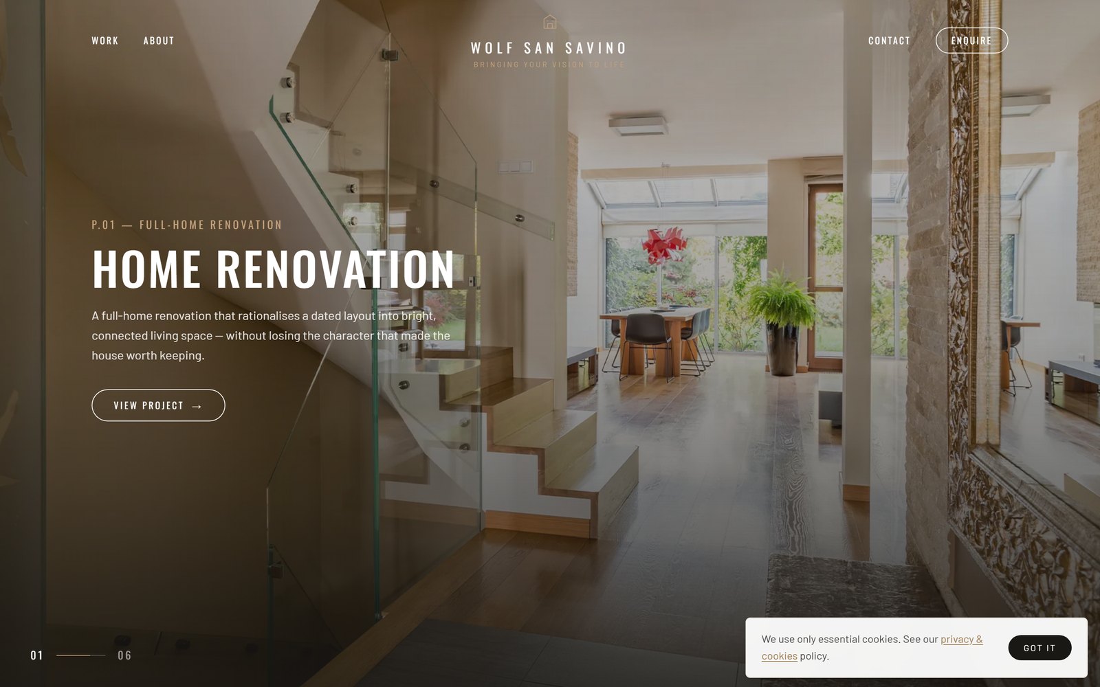 Wolf San Savino — the website for a UK architecture firm, with large imagery and calm typography.